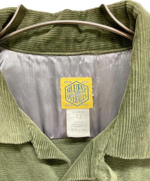 THE BLUEST OVERALLS（ザ ブルーエスト オーバーオールズ）THE BLUEST OVERALLS (ザ ブルーエスト オーバーオールズ) コーデュロイジャケット グリーン サイズ:XLの古着・服飾アイテム