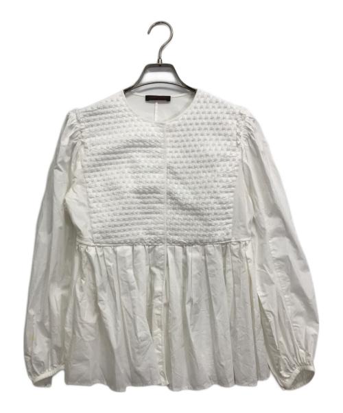 TOMORROW LAND collection（トゥモローランドコレクション）TOMORROW LAND collection (トゥモローランドコレクション) ホワイトコンビネーション ペプラムブラウス ホワイト サイズ:Sの古着・服飾アイテム