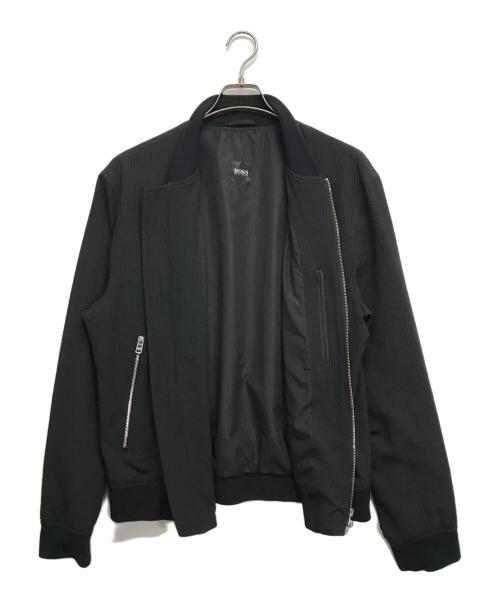 HUGO BOSS（ヒューゴ ボス）HUGO BOSS (ヒューゴ ボス) シアサッカーブルゾン ブラック サイズ:XLの古着・服飾アイテム