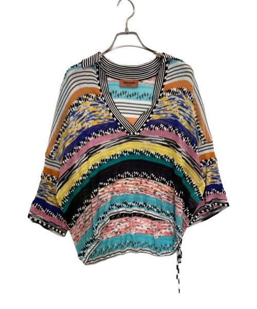 missoni（ミッソーニ）MISSONI (ミッソーニ) ニットポロシャツ レインボー サイズ:Lの古着・服飾アイテム