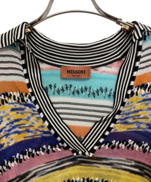 missoni（ミッソーニ）MISSONI (ミッソーニ) ニットポロシャツ レインボー サイズ:Lの古着・服飾アイテム