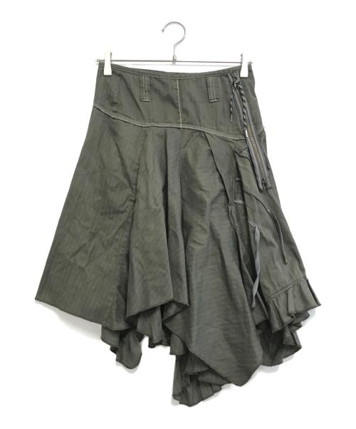 MARITHE+FRANCOIS GIRBAUD（マリテフランソワジルボー）MARITHE+FRANCOIS GIRBAUD (マリテフランソワジルボー) アシンメトリースカート グリーン サイズ:Sの古着・服飾アイテム
