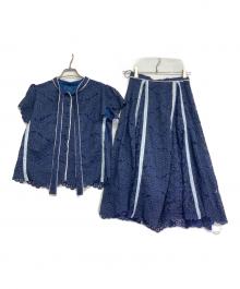 CHESTY（チェスティ）の古着「ラインレースセットアップ」｜ネイビー