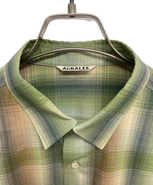 AURALEE（オーラリー）AURALEE (オーラリー) SUPER LIGHT WOOL CHECK SHIRTS グリーン サイズ:5の古着・服飾アイテム