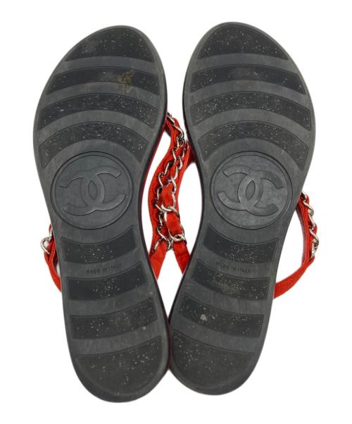 CHANEL（シャネル）CHANEL (シャネル) ココマークチェーンサンダル レッド サイズ:38の古着・服飾アイテム