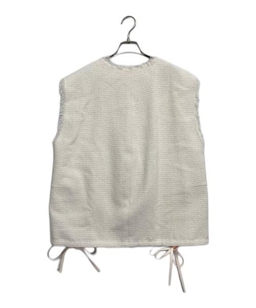 Gypsohila（ジプソフィア）Gypsohila (ジプソフィア) 2Ribbon Tweed Gillet ホワイト サイズ:Fの古着・服飾アイテム