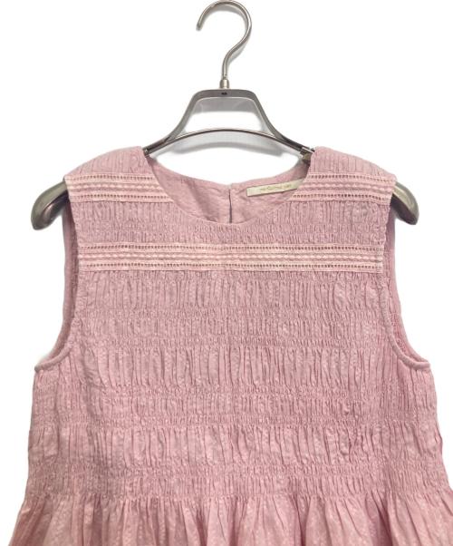 ne quittez pas（ヌキテパ）ne quittez pas (ヌキテパ) Cotton Dobby Sleeveless Shirring Top ピンク サイズ:-の古着・服飾アイテム