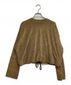 6(ROKU) BEAUTY&YOUTHロク ビューティーアンドユース）の古着「パイルボーダードローストリングトップス」｜ブラウン