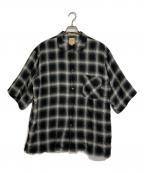 sancaサンカ）の古着「チェックオープンカラーシャツ」｜ブラック
