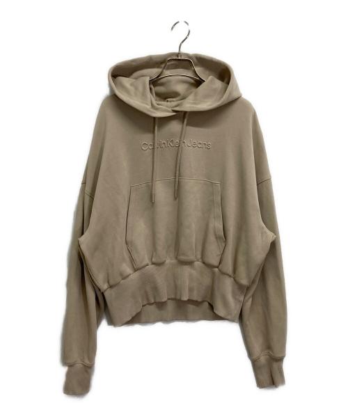 Calvin Klein Jeans（カルバンクラインジーンズ）Calvin Klein Jeans (カルバンクラインジーンズ) パーカー ベージュ サイズ:Mの古着・服飾アイテム