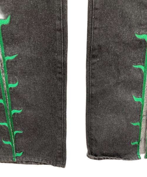 PAMEO POSE（パメオポーズ）PAMEO POSE (パメオポーズ) 花刺繍デニムワイドパンツ インディゴ サイズ:Mの古着・服飾アイテム