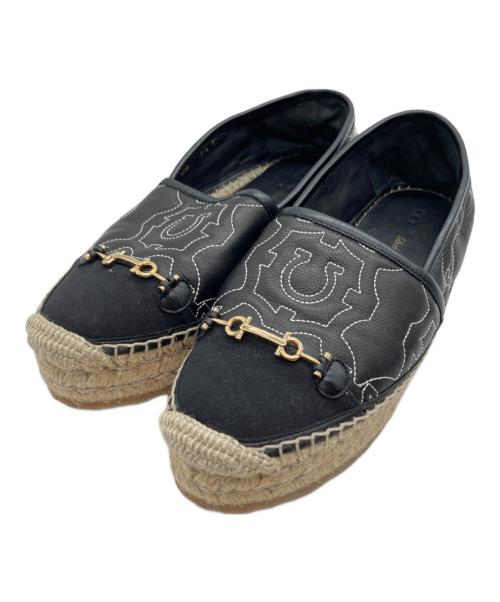 Salvatore Ferragamo（サルヴァトーレ フェラガモ）Salvatore Ferragamo (サルヴァトーレ フェラガモ) ガンチーニエスパドリーユ ブラック サイズ:7 1/2の古着・服飾アイテム