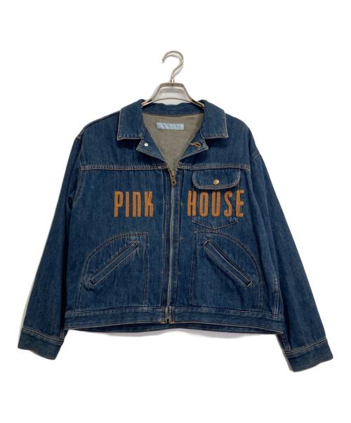 PINK HOUSE（ピンクハウス）PINK HOUSE (ピンクハウス) ロゴジップアップデニムジャケット インディゴ サイズ:ーの古着・服飾アイテム