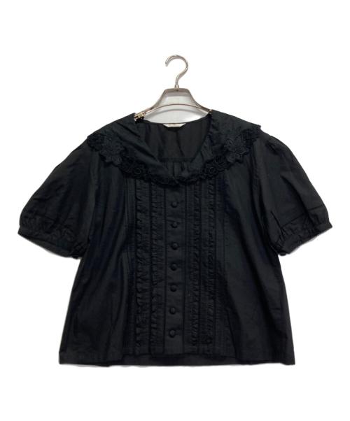 PINK HOUSE（ピンクハウス）PINK HOUSE (ピンクハウス) フリルブラウス ブラック サイズ:記載なしの古着・服飾アイテム