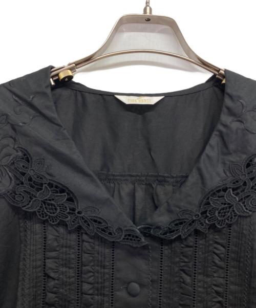 PINK HOUSE（ピンクハウス）PINK HOUSE (ピンクハウス) フリルブラウス ブラック サイズ:記載なしの古着・服飾アイテム