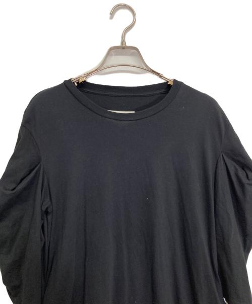 MM6 Maison Margiela（エムエムシックスメゾンマルジェラ）MM6 Maison Margiela (エムエムシックスメゾンマルジェラ) ロゴプリント半袖ワンピース ブラック サイズ:XSの古着・服飾アイテム