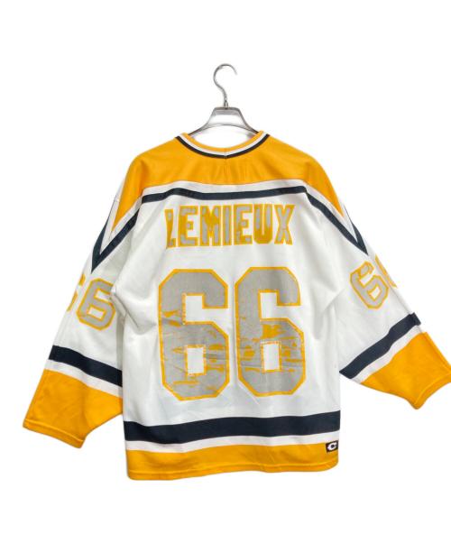 CCM（シーシーエム）CCM (シーシーエム) ゲームシャツ ホワイト×イエロー サイズ:XLの古着・服飾アイテム