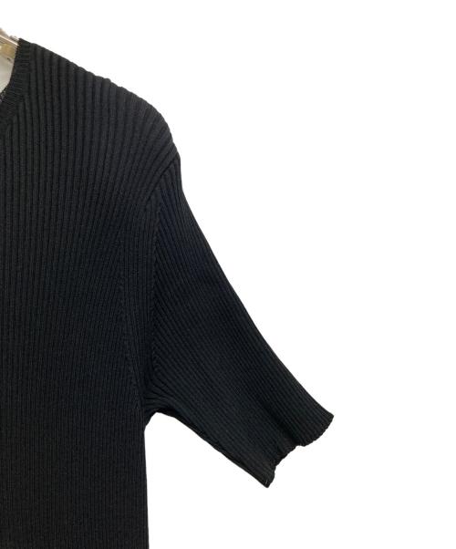 LE CIEL BLEU（ルシェルブルー）LE CIEL BLEU (ルシェルブルー) RIB SHAPED KNIT HALFSLEEVE DRESS ブラック サイズ:36の古着・服飾アイテム