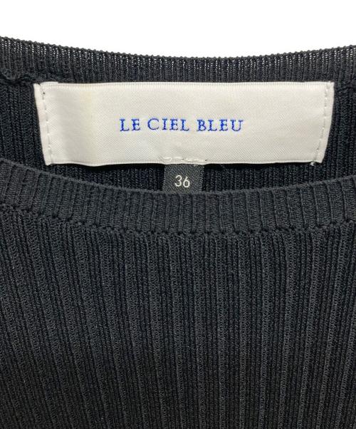 LE CIEL BLEU（ルシェルブルー）LE CIEL BLEU (ルシェルブルー) RIB SHAPED KNIT HALFSLEEVE DRESS ブラック サイズ:36の古着・服飾アイテム