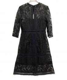 FRAY ID（フレイ アイディー）の古着「オーガンジーレースワンピース」｜ブラック