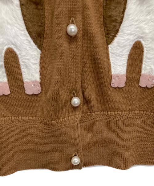 MUVEIL（ミュベール）MUVEIL (ミュベール) ビジューカーディガン ブラウン サイズ:36の古着・服飾アイテム