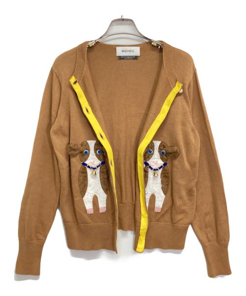 MUVEIL（ミュベール）MUVEIL (ミュベール) ビジューカーディガン ブラウン サイズ:36の古着・服飾アイテム