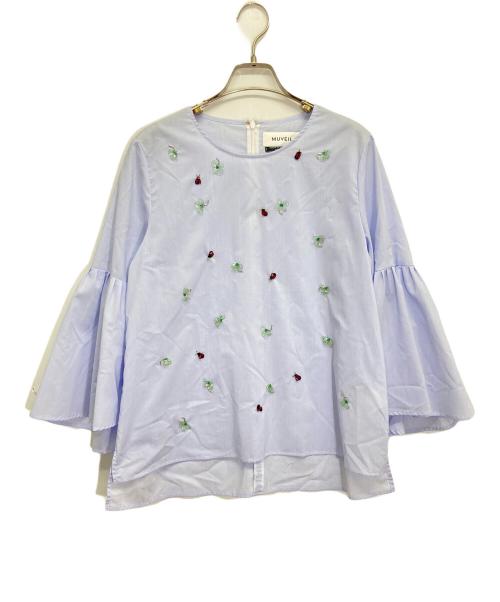 MUVEIL（ミュベール）MUVEIL (ミュベール) ビーズブラウス ブルー サイズ:38の古着・服飾アイテム