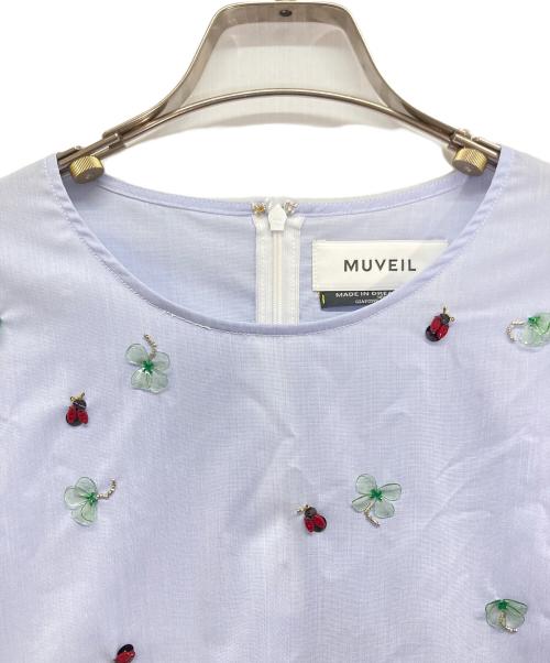 MUVEIL（ミュベール）MUVEIL (ミュベール) ビーズブラウス ブルー サイズ:38の古着・服飾アイテム