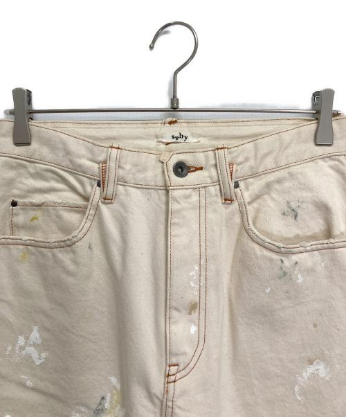 saby（サバイ）saby (サバイ) ペイントデニムパンツ ホワイト サイズ:Sの古着・服飾アイテム