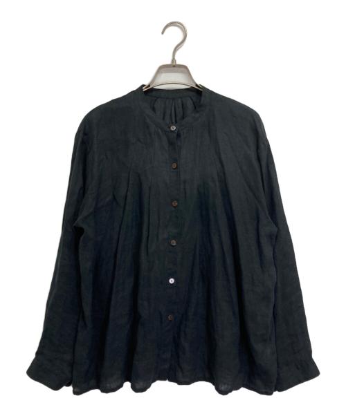 HUIS（ハウス）huis (ハウス) シャトルリネンライトタックブラウス ブラック サイズ:Fの古着・服飾アイテム