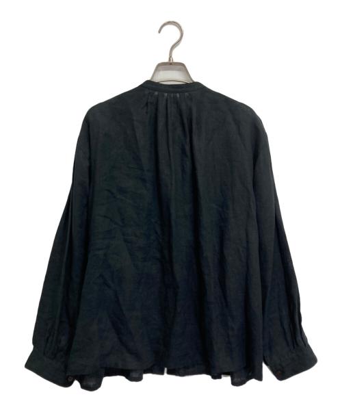 HUIS（ハウス）huis (ハウス) シャトルリネンライトタックブラウス ブラック サイズ:Fの古着・服飾アイテム