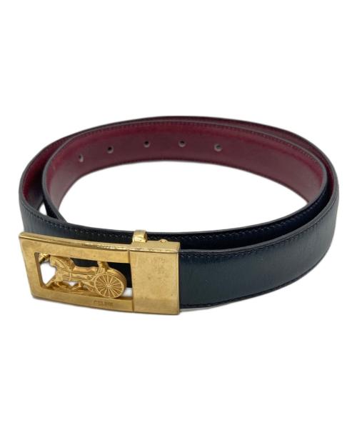 CELINE（セリーヌ）CELINE (セリーヌ) 馬車金具ベルト ネイビーの古着・服飾アイテム