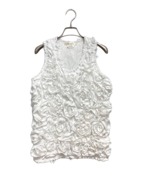 COMME des GARCONS（コムデギャルソン）COMME des GARCONS (コムデギャルソン) 花装飾ノースリーブカットソー ホワイト サイズ:Sの古着・服飾アイテム