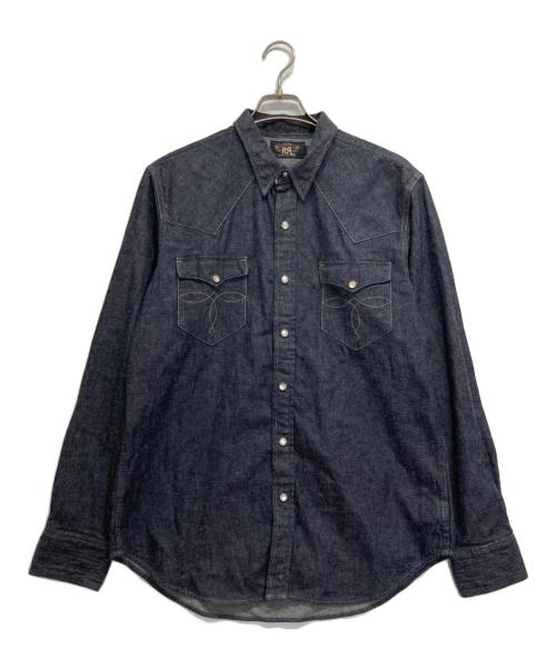 RRL（ダブルアールエル）RRL (ダブルアールエル) コンチョボタンデニムウエスタンシャツ インディゴ サイズ:Lの古着・服飾アイテム