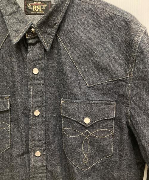 RRL（ダブルアールエル）RRL (ダブルアールエル) コンチョボタンデニムウエスタンシャツ インディゴ サイズ:Lの古着・服飾アイテム