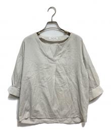 INDIVI（インディヴィ）の古着「キーネック6分袖ブラウス」｜グレー