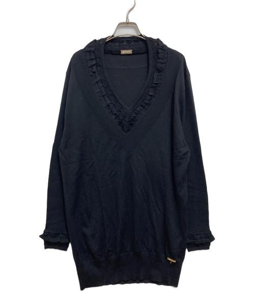 GALLIANO（ガリアーノ）GALLIANO (ガリアーノ) フリルニットワンピース ブラック サイズ:XSの古着・服飾アイテム