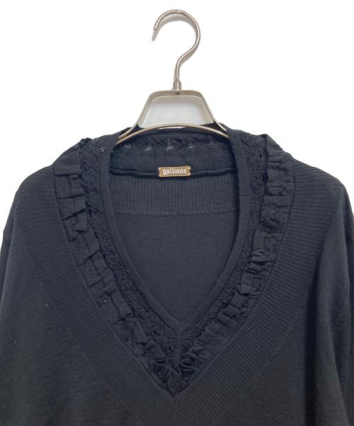 GALLIANO（ガリアーノ）GALLIANO (ガリアーノ) フリルニットワンピース ブラック サイズ:XSの古着・服飾アイテム