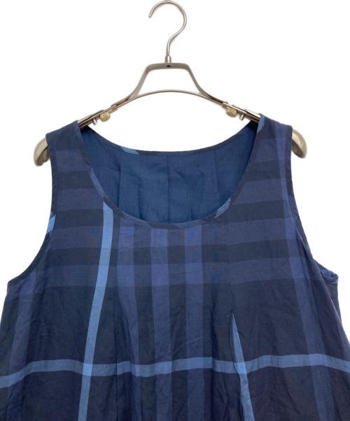 io comme io（イオコムイオ）io comme io (イオコムイオ) ノースリーブチェックワンピース ネイビー サイズ:Mの古着・服飾アイテム