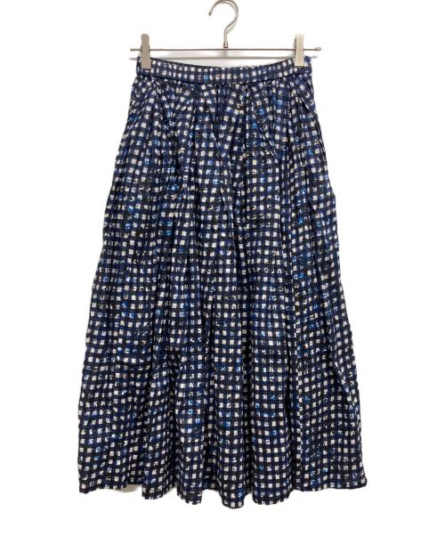 慈雨（ジウ）慈雨 (ジウ) 総柄スカート ネイビー サイズ:40の古着・服飾アイテム