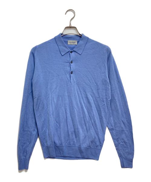 JOHN SMEDLEY（ジョンスメドレー）JOHN SMEDLEY (ジョンスメドレー) ウールニットポロシャツ ブルー サイズ:Mの古着・服飾アイテム
