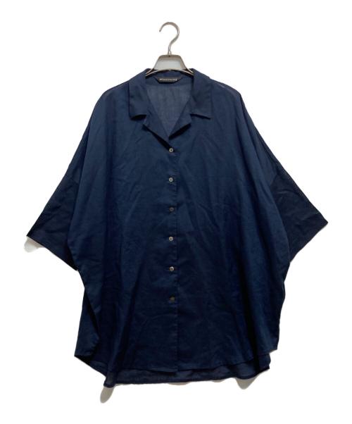 mizuiro-ind（ミズイロインド）mizuiro-ind (ミズイロインド) リネン混半袖シャツ ネイビー サイズ:記載なしの古着・服飾アイテム