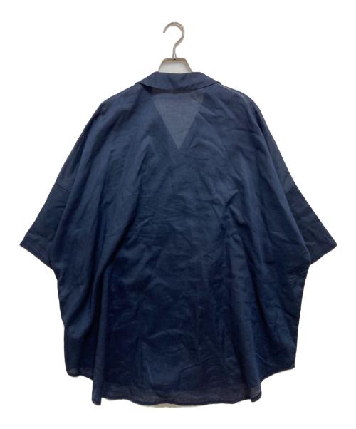 mizuiro-ind（ミズイロインド）mizuiro-ind (ミズイロインド) リネン混半袖シャツ ネイビー サイズ:記載なしの古着・服飾アイテム