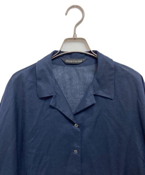 mizuiro-ind（ミズイロインド）mizuiro-ind (ミズイロインド) リネン混半袖シャツ ネイビー サイズ:記載なしの古着・服飾アイテム