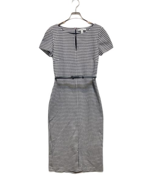 MaxMara（マックスマーラ）MaxMara (マックスマーラ) チェック柄ベルテッドワンピース ホワイト サイズ:40の古着・服飾アイテム