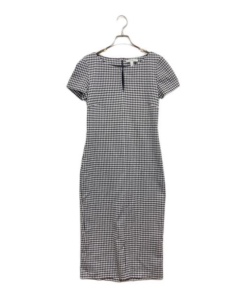 MaxMara（マックスマーラ）MaxMara (マックスマーラ) チェック柄ベルテッドワンピース ホワイト サイズ:40の古着・服飾アイテム