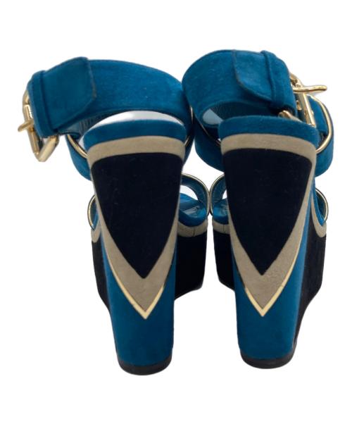 LOUIS VUITTON（ルイ ヴィトン）LOUIS VUITTON (ルイ ヴィトン) オープントゥーパンプス ブルー サイズ:35の古着・服飾アイテム