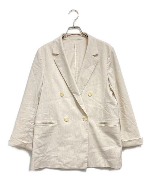 NOLLEY'S（ノーリーズ）NOLLEY'S (ノーリース) 麻混ストレッチダブルジャケット アイボリー サイズ:38の古着・服飾アイテム