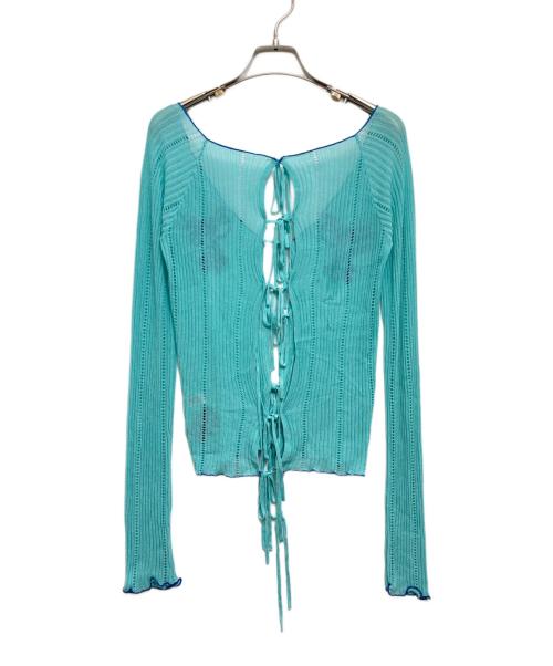 PAMEO POSE（パメオポーズ）PAMEO POSE (パメオポーズ) Ribbon Net Cardigan スカイブルー サイズ:Fの古着・服飾アイテム