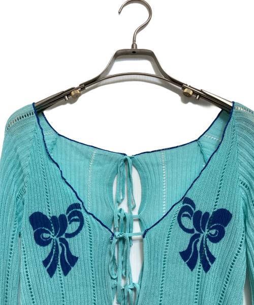 PAMEO POSE（パメオポーズ）PAMEO POSE (パメオポーズ) Ribbon Net Cardigan スカイブルー サイズ:Fの古着・服飾アイテム